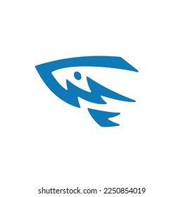 shark energy thunder bolt logo vector icon illustration