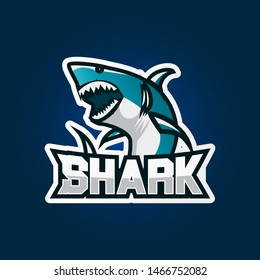 Shark esport gaming logo design. Shark gaming emblem logo design illustration