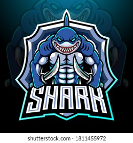 shark esport logo mascot design