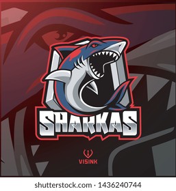 Shark esport mascot logo design