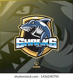 Shark esport mascot logo design