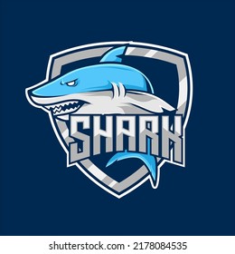 Shark esports game mascot logo template design, perfect for teams or games