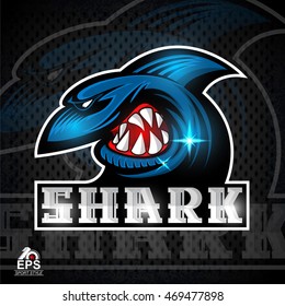 Shark face in profile with bared teeth logo for any sport team