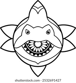 Shark Face with Simple Mandala Pattern Along the Body | Minimalist Marine Mandala Design

