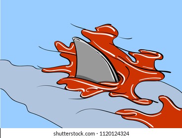 Shark fierce cartoon in the sea