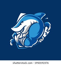 Shark Fighter Emblem Mascot Logo