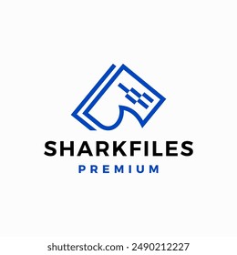 shark files paper data logo vector icon illustration