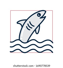 shark fill style icon design Sea life ecosystem fauna ocean underwater water nature marine tropical theme Vector illustration