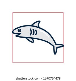 shark fill style icon design Sea life ecosystem fauna ocean underwater water nature marine tropical theme Vector illustration