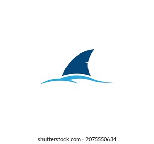 Shark Fin above the Water. Vector logo design template