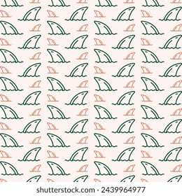 Shark fin adorable trendy multicolor repeating pattern vector illustration background