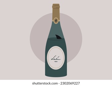 A shark fin in a bottle of wine, risks and problems caused by alcohol intake, bad habits