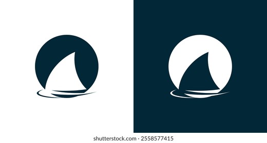 Shark fin and circle logo, shark fin logo