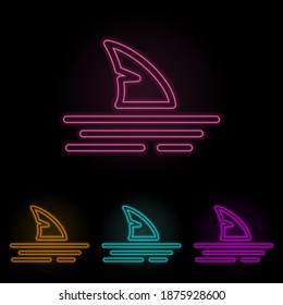 shark fin color neon set. Simple thin line, outline vector of web icons for ui and ux, website or mobile application