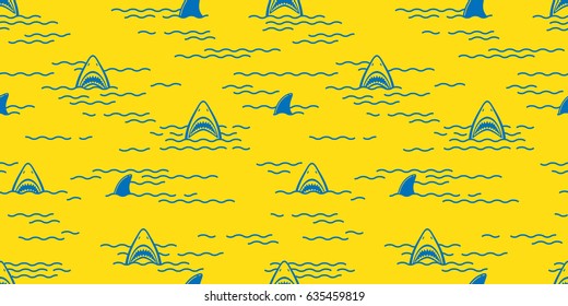 Shark Fin Dolphin Ocean Sea Seamless Pattern / wallpaper Background