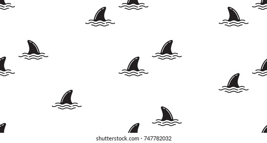 shark fin dolphin whale ocean wave vector seamless pattern wallpaper background