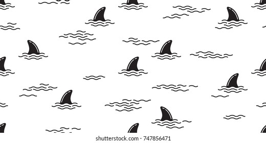 Shark Fin Dolphin Whale Ocean Wave Vector Seamless Pattern Wallpaper