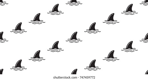 shark fin dolphin whale vector seamless pattern wallpaper background