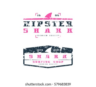 Shark fin emblems. Graphic design for t-shirt