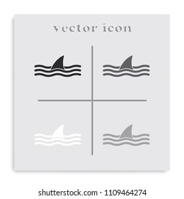 Shark fin flat black and white vector icon.