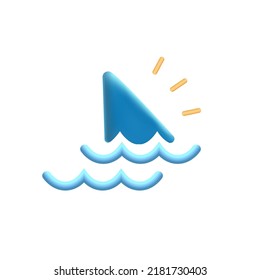 Haifischflossensymbol im 3D-Stil. Modernes Symbol für Web und App.