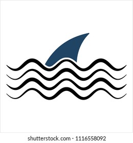 Shark Fin Icon Design Vector Art Illustration