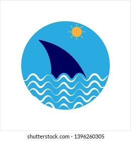 Shark Fin Icon Design Vector Art Illustration
