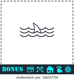 Shark fin icon flat. Simple vector symbol and bonus icon