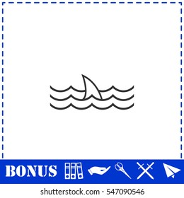 Shark fin icon flat. Simple vector symbol and bonus icon