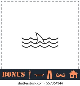 Shark fin icon flat. Simple vector symbol and bonus icon