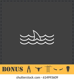 Shark fin icon flat. Simple vector symbol and bonus icon