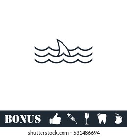 Shark fin icon flat. Vector illustration symbol and bonus pictogram