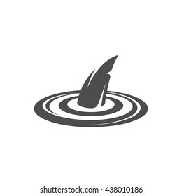 Shark fin icon isolated on a white background. Logo silhouette design template. Simple symbol concept in flat style. Abstract sign, pictogram for web, mobile and infographics - stock vector