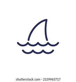 Shark fin icon, line vector