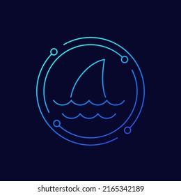 Shark fin icon, linear design