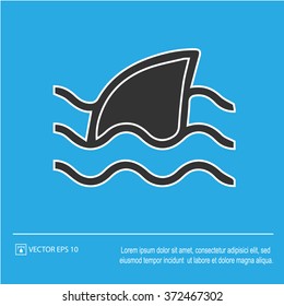 Shark fin icon on blue background. Shark fin symbol. Vector illustration EPS 10.