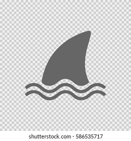 Shark fin icon on vector icon eps 10. Simple isolated illustration on transparent background.