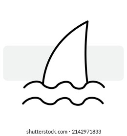 Shark fin icon on white background. Logo symbol. Underwater life. Vector illustration. stock image.