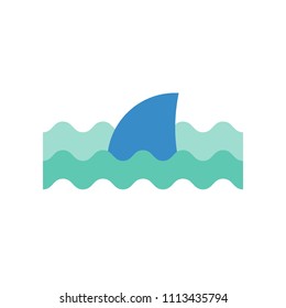 Shark fin icon, set of ocean life icon, flat design vector