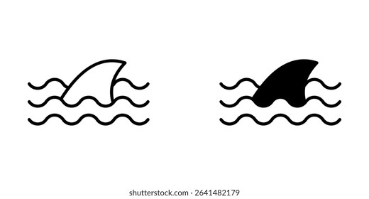 shark fin Icon set Symbol isolated white background. vector illustration. color editable.