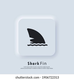 Shark fin icon. Take care concept. Shark fin logo. Vector. UI icon. Neumorphic UI UX white user interface web button. Neumorphism