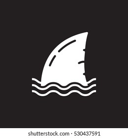 Shark fin icon vector, filled flat sign, solid pictogram isolated on black. Symbol, logo illustration