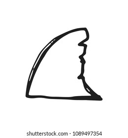 shark fin icon vector sketch isolated on white background.