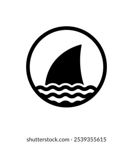 shark fin icon.Black silhouette. Vector simple flat graphic illustration.