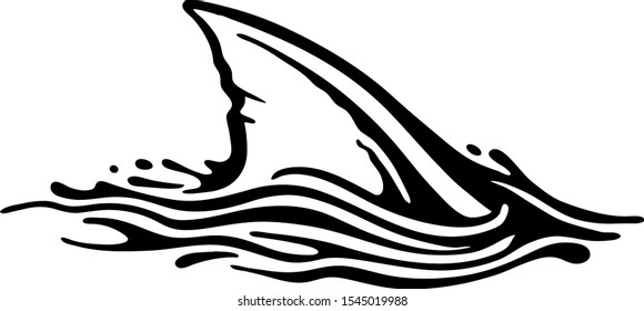 Shark fin isolated black and white