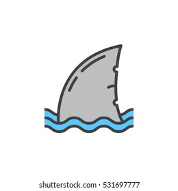 Shark fin line icon, filled outline vector sign, linear colorful pictogram isolated on white. Symbol, logo illustration