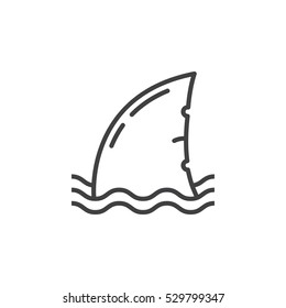 Shark fin line icon, outline vector sign, linear pictogram isolated on white. Symbol, logo illustration