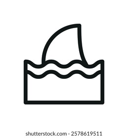 Shark fin line icon, swimfin vector symbol with editable stroke