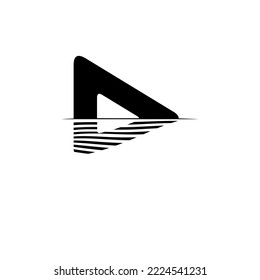 shark fin logo or icon play button vector