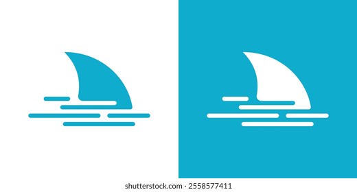 Shark fin logo on water surface, shark fin water effect logo, shark fin logo